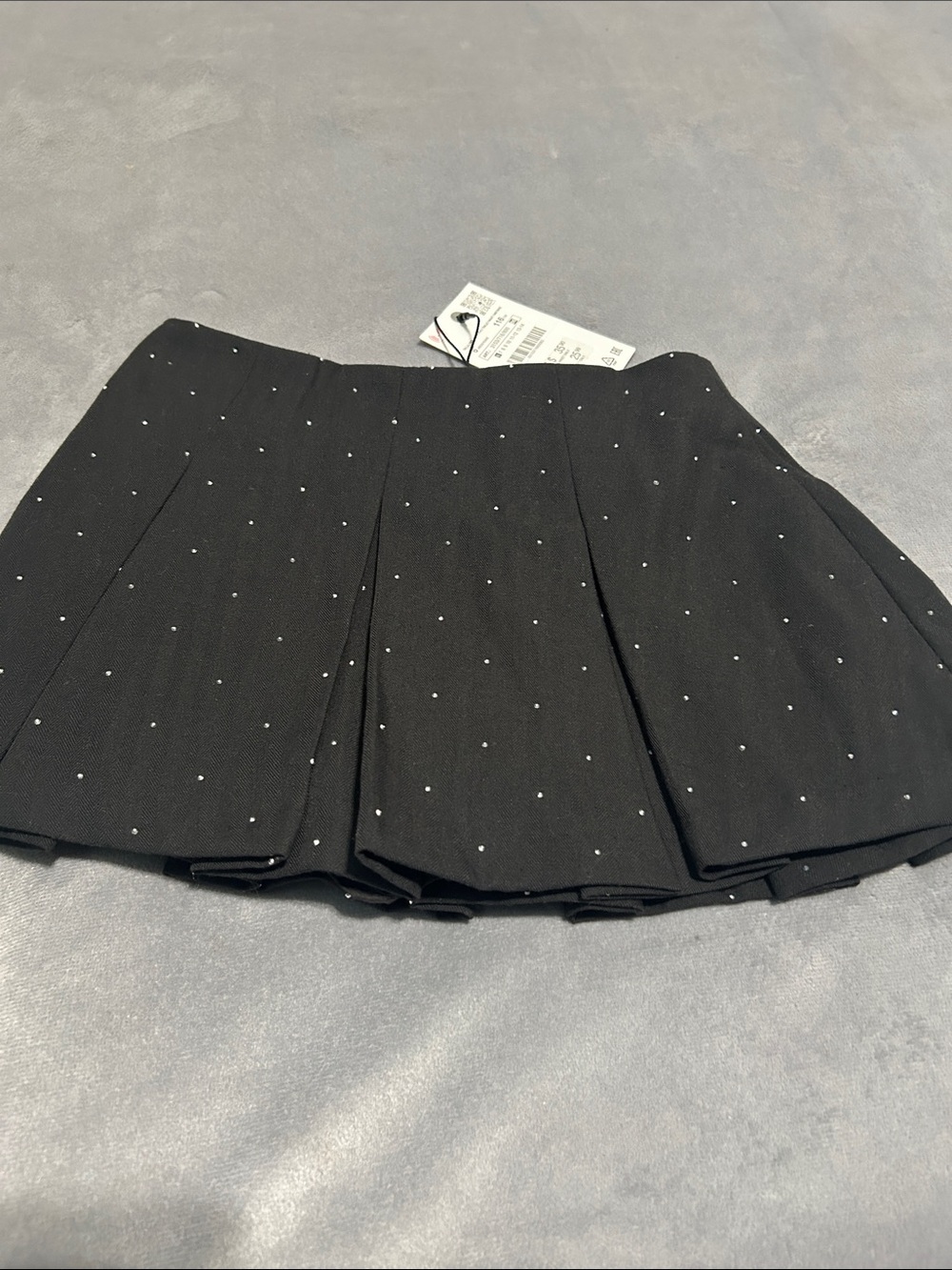 Zara Black Skater Mini Skirt with Tiny Silver Dot Detail